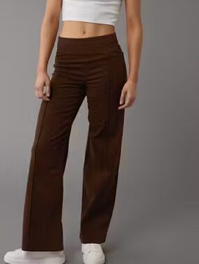American Eagle Brown Next Level Stretch Pull On Wide Leg Pants Size XL